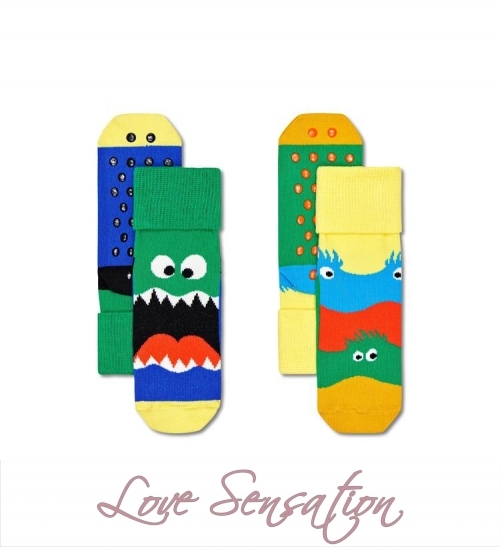 Чорапи 2-Pack Kids Monsters Anti Slip HAPPY SOCKS KMON19-0200